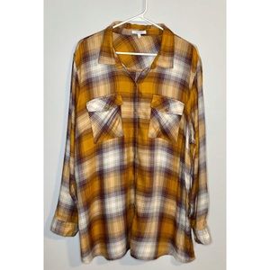 Maurices Yellow plaid plus size shirt